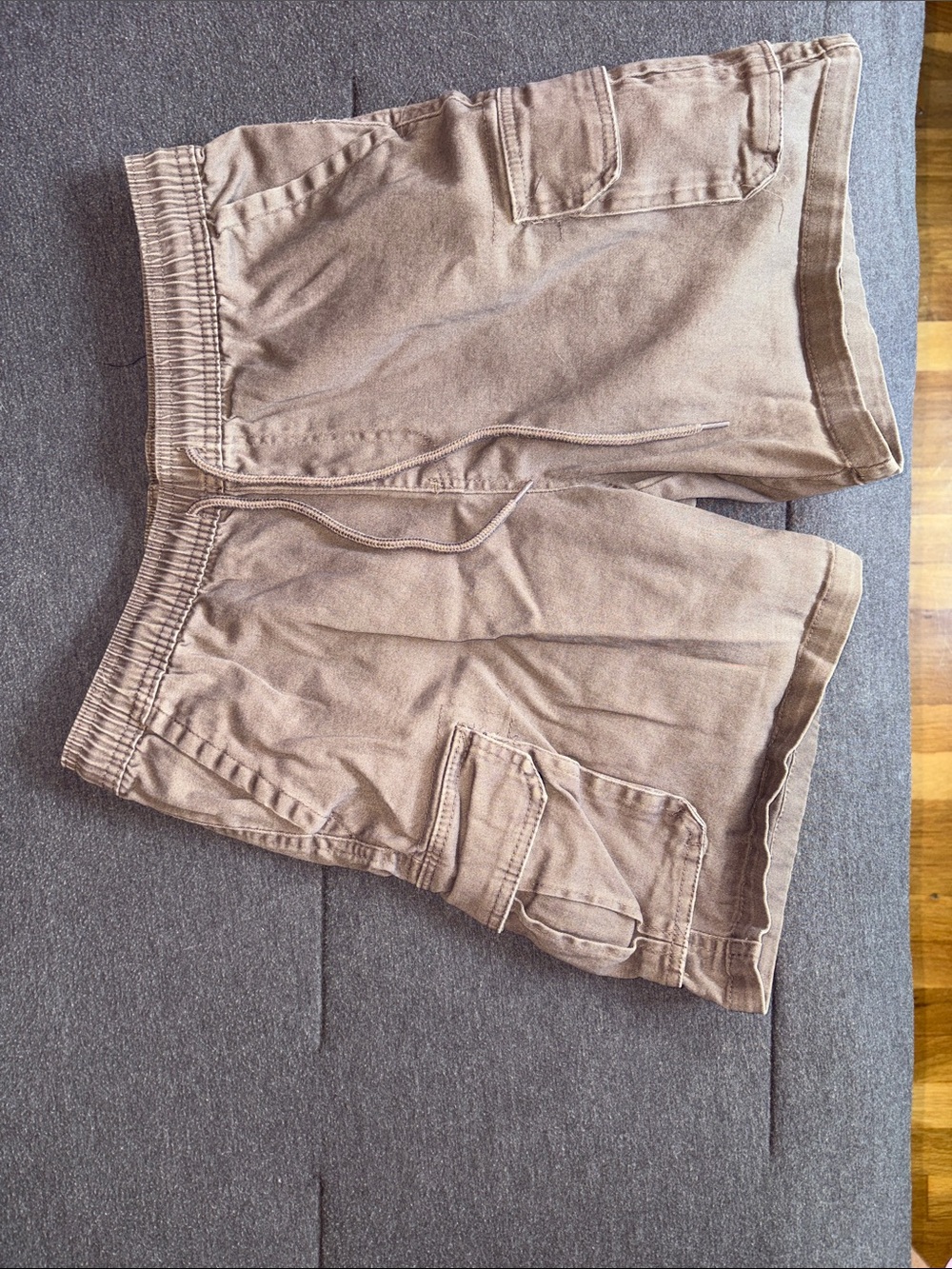 Men's Casual Brown Cargo Shorts - Elastic Waist